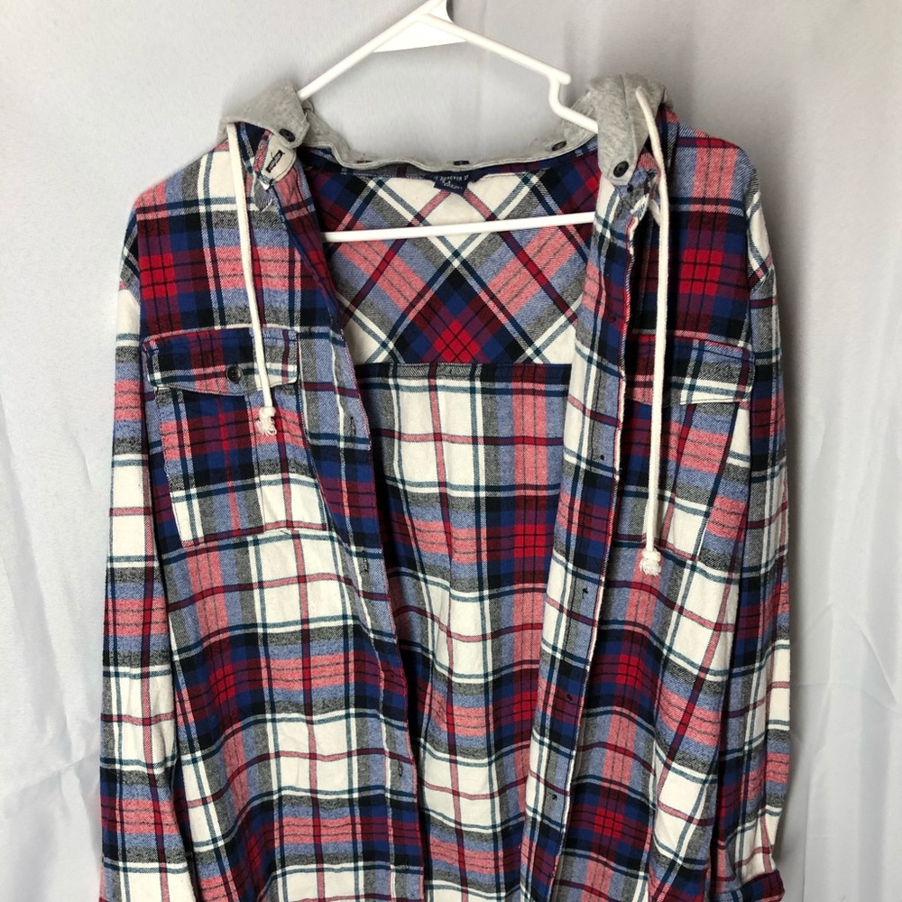Forever 21 Long sleeve Flannel Hoodie